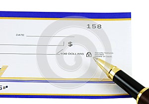 Ballpoint Pen and Blank Check