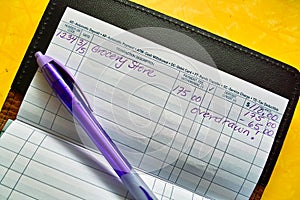 Pen and checkbook register