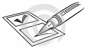 Pen and checkmark icon, task completion and approval symbol vector design Generative AI