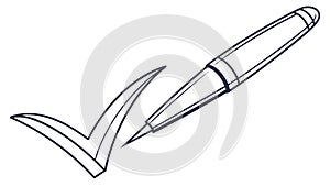 Pen with Checkmark, Task Completion, and Agreement Symbol Vector, vector design Generative AI