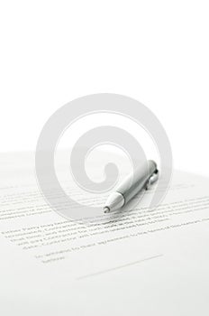 Pen on a contract