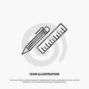 Pen, Desk, Organizer, Pencil, Ruler, Supplies Line Icon Vector