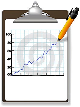 Pen drawing financial growth chart clipboard