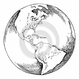 Pen Drawing Globe Earth