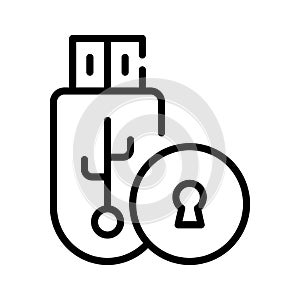 Pen Drive security icon, data protection, locked usb