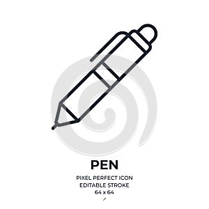 Pen editable stroke outline icon isolated on white background flat vector illustration. Pixel perfect. 64 x 64