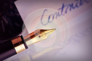 Pen with golden nib photo