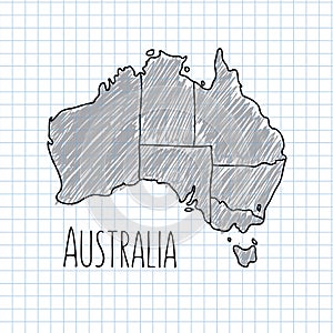 Pen hand drawn Australia map vector on paper