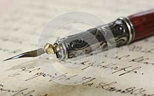 Pen holder on an old letter