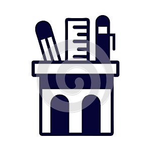 pen, holder, scale, pencil, pot, pen pot, ruler, pen holder icon