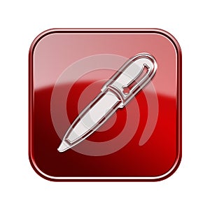 Pen icon glossy red.