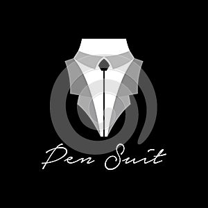 Pen icon with suit icon concept design. luxury pen suit logo design vector inspiration. company, corporate, business logo vector