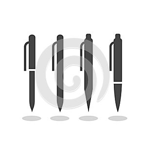 Pen icons set with shadow