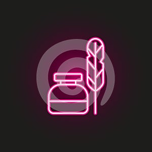 pen and ink neon style icon. Simple thin line, outline vector of education icons for ui and ux, website or mobile application