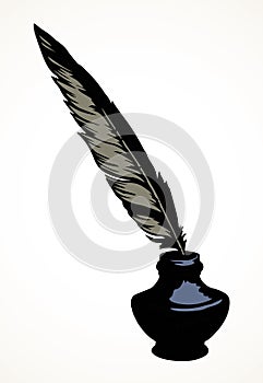 Pen in the inkwell. Vector drawing
