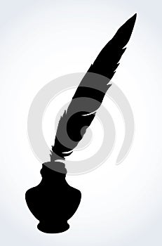 Pen in the inkwell. Vector drawing