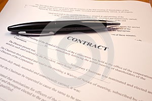 Pen on a legal contract