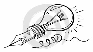 Pen lightbulb: writing ideas and illuminating concepts. #writingideas #lightbulb vector design Generative AI