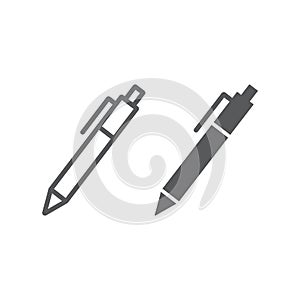 Pen line and glyph icon, office and work