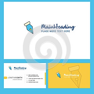 Pen nib Logo design with Tagline & Front and Back Busienss Card Template. Vector Creative Design