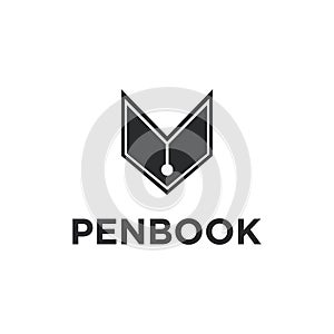 Pen and open book logo icon