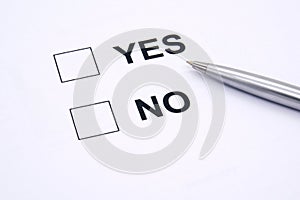 Pen over document, select Yes or No.