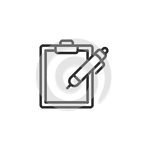 Pen and paper clipboard line icon