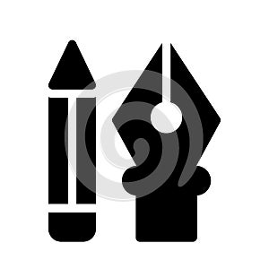 Pen pencil glyph vector icon