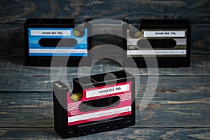 Pen, Pencil Holder with Cassette Player Design on Blue Background