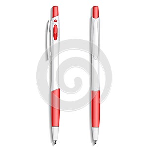 Pen, Pencil, Marker Set Of Corporate Identity And Branding Stationery Templates. Red. Illustration Isolated On White