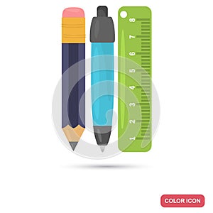 Pen, pencil and ruler color flat icon for web and mobile design