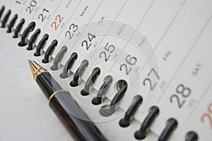 Pen on planning diary