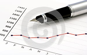 Pen on Positive Earning Graph