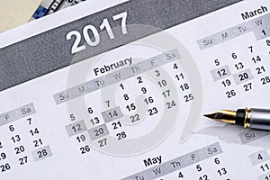 Pen put on 2017 calendar