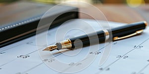 Pen Resting on Calendar