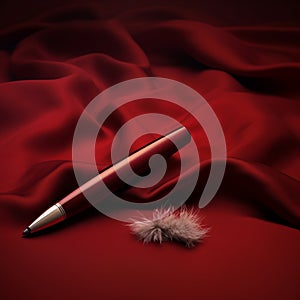 Cashmere Pen: A Photorealistic Fantasy In Maroon photo