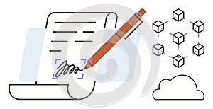 Digital Signature on Contract with Blockchain Network and Cloud Technology Integration