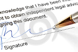 Pen Signing Legal Document