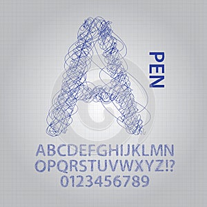 Pen Sketch Alphabet and Numbers Vector