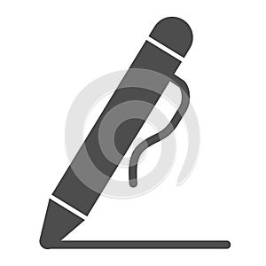 Pen solid icon, school concept, pen drawing line sign on white background, mechanical pencil icon in glyph style for