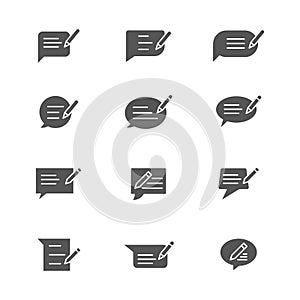 Pen with speech bubble for dialogue chat icon