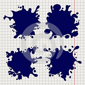 Pen splash shapes on notebook background