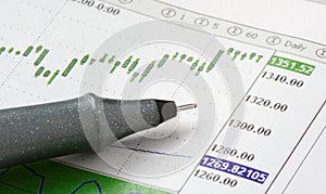 Pen on stock chart
