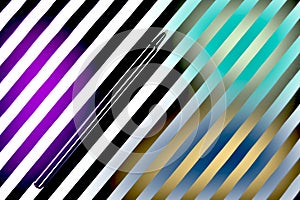 Pen on a striped bright colorful background, gradient toned, copy space, minimal style, contemporary style
