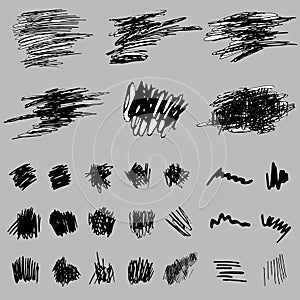 Pen strokes set. Hand drawn lines collection. Scribble brushes. Design elements.
