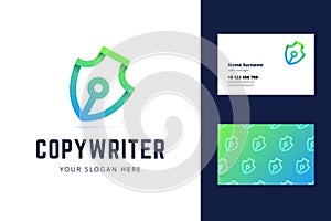 Pen symbol logo and business card template