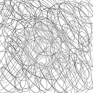 Pen tangled scrawl line sketch background. Hatched drawing picture. Hand drawn vector. Abstract shape.