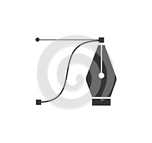 Pen tool cursor. Vector computer graphics. Logo for designer or illustrator. Design icon. The curve control points.