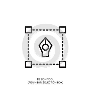 Pen Tool Icon with Selection Box - Vector Graphic