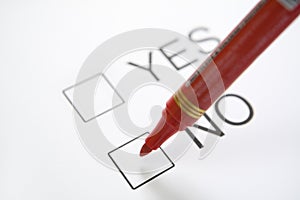 Pen on top 'No' checkbox photo